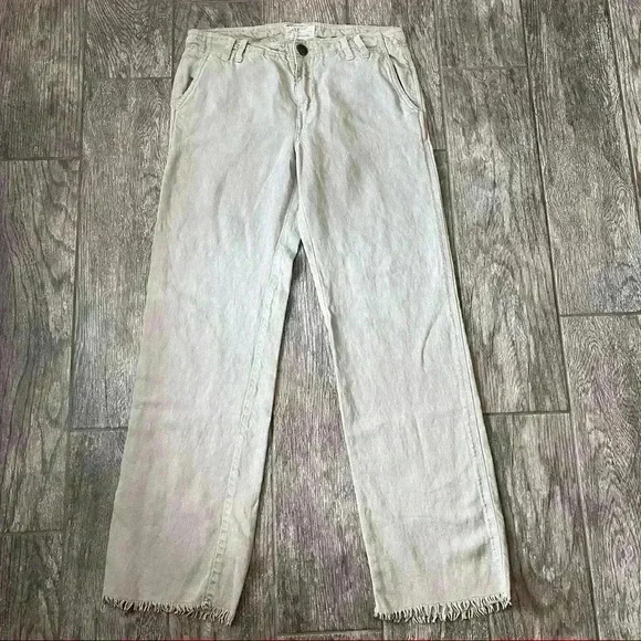 Current Elliott Womens Khaki Raw Hem Straight Leg Pants Size 30 - Picture 1 of 8